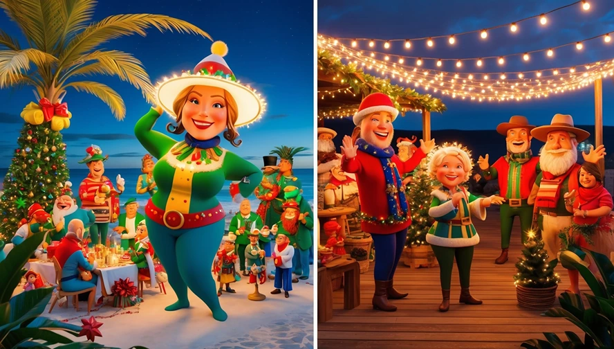 Australian Carols by Candlelight celebration with families gathering under string lights for evening festivities