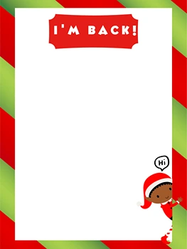Elf Arrival Letter Template with Green and Red Diagonal Stripes