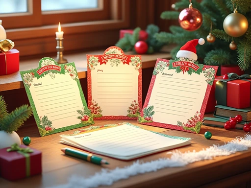 Colorful Santa good list letter templates for personalized behavior recognition. Create custom letters with Magic Letter Box.
