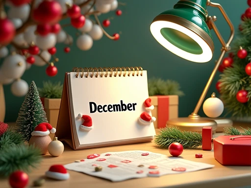 December planning calendar for Santa good list letters with festive decorations. Schedule year-round behavior recognition with Magic Letter Box.